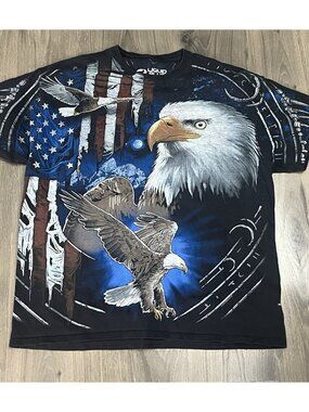 Liquid Blue Shirt Mens XL Bald Eagle AOP Native Tribal America USA